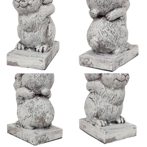 Stacked Bunnies Rabbit Totem Pole 14.25" Gray Resin Spring Easter Statue Figure - Picture 4 of 10
